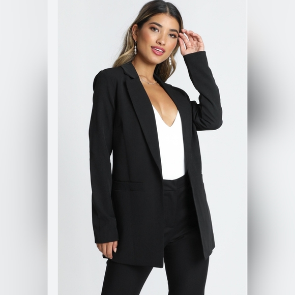 Josephine Chaus Jackets & Blazers - JOSEPHINE CHAUS VINTAGE BLACK LONG BLAZER ONE BUTTON SIZE 10 CIRCA 80'S